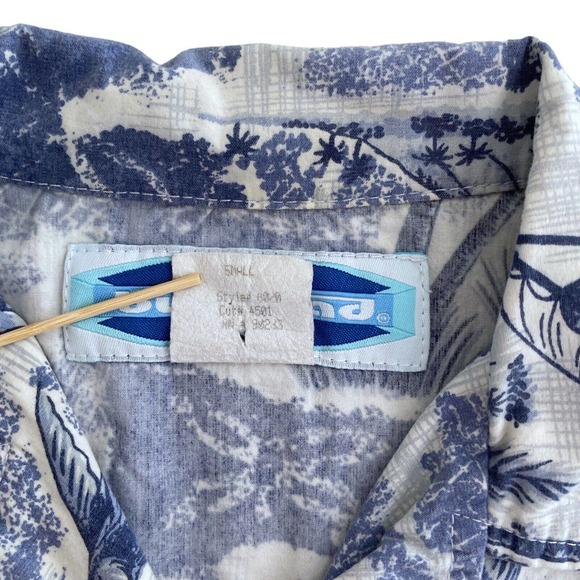 Kids Small Hawaiian Shirt Blue Cotton Aloha Tropical Palm Trees All Over‎ Print - Picture 6 of 10